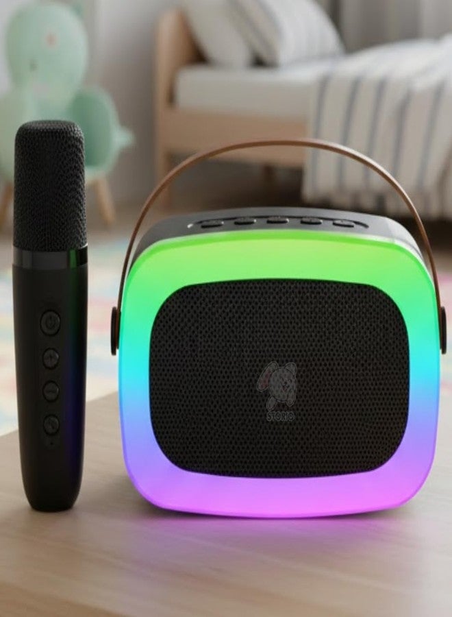 ستوريو ميكروفون كاريوكي قابل لإعادة الشحن من ستوريو مع مكبر صوت للغناء | ميكروفون بلوتوث لاسلكي مع أضواء LED | ميكروفون موسيقي محمول للأطفال والبالغين | لعبة موسيقية وهدية عيد ميلاد - مستطيل - Image 1